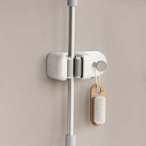 【buy 1 get 1 more smaller】Homy Mop Hook Multifunctional Bathroom Hooks No Drill No Punch Mop Holder Broom Holder Hanger Adjustable Kitchen Brush Holder Storage Hook Rack Wall Mounted Water-proof Hook
