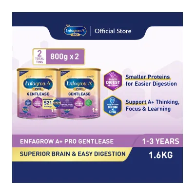 Enfagrow A+ Stage 3 Gentlease Milk Powder Formula for Children DHA+ (1-3Y) 800G Twinpack