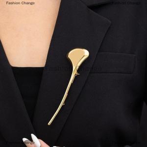 [COD] Fashion Change Corsage Ornament Ginkgo Leaf Brooch French Style Elegant Long Leaf Pin Luxury Metal Glossy Brooch Banquet