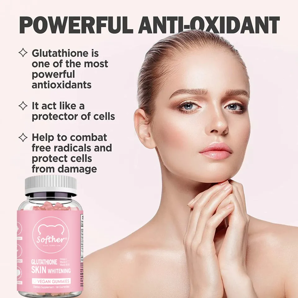 Softher Glutathione Skin Whitening Gummies Vitamin Collagen Skin Anti-Aging  Original Gummy White Beauty Fudge