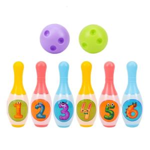 Kids Bowling Toy SetIndoor Outdoor Bowling Play6 Pins 2Bowling Balls Educational Birthday Party Stocking Stuffer Gift