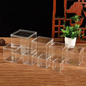 [Faster YG] Clear Acrylic Square Cube Box With Lids Durable Candy Box Multiple Uses Transparent Case Organizer Container