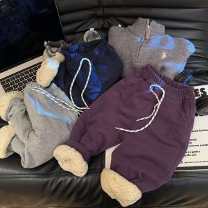 TUmama กางเกงผ้าฝ้ายหนาอบอุ่นสำหรับเด็กจ็อกเกอร์เสื่อทรงหลวมพอดีตัวลำลองนุ่มการบุซับในสำหรับฤดูใบไม้ร่วงฤดูหนาว