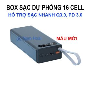 Box sạc dự phòng 16 cell sạc nhanh 20W-PD3.0 QC3.0 bản cao cấp chống ngược cực (không gồm pin)