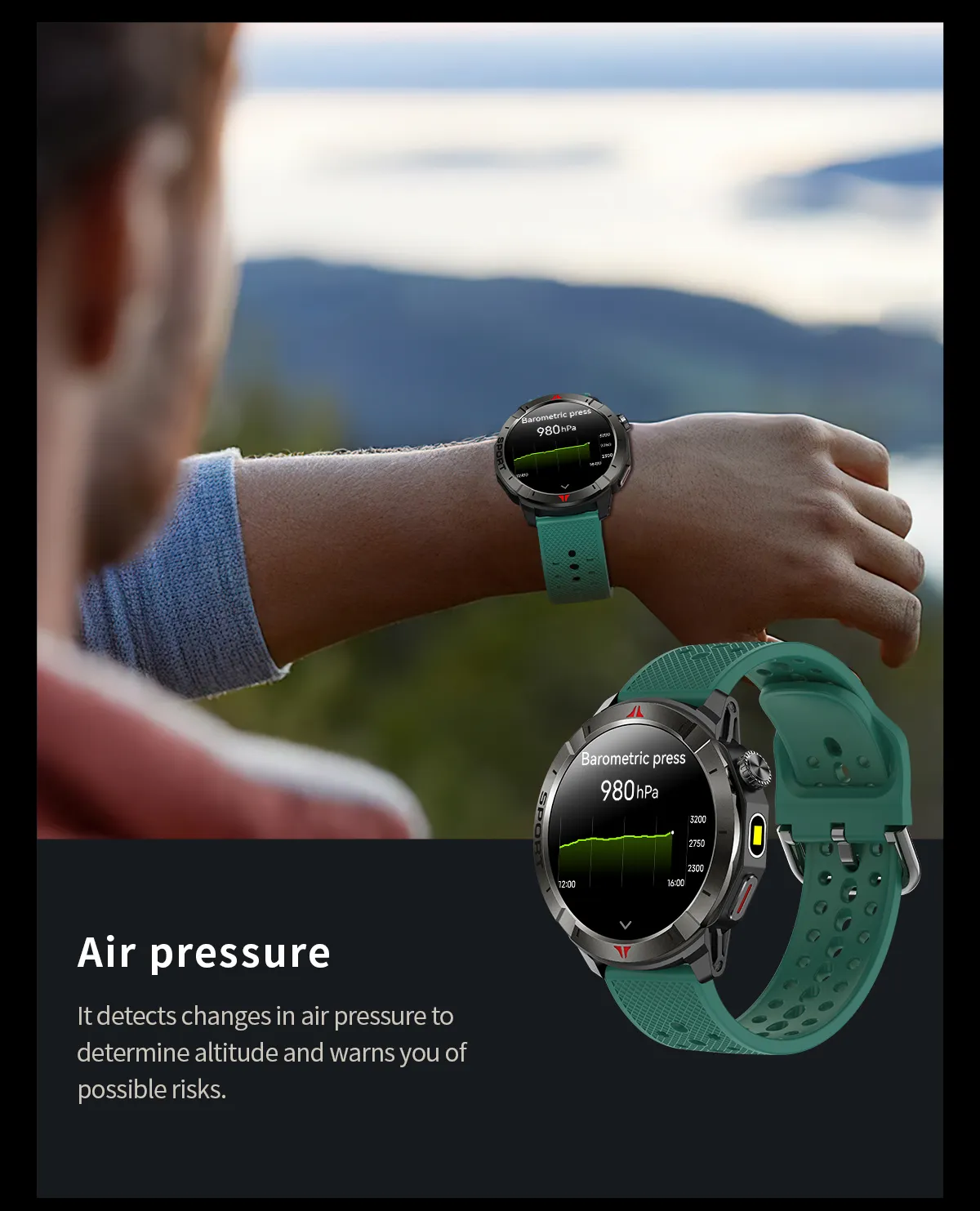 Aolon Navi R4 GPS สมาร์ทวอทช์ ตำแหน่งความถี่คู่หกดาวเทียม รับรู้การเคลื่อนไหวโดยอัตโนมัติ ระดับความสูง นาฬิกาสุขภาพ