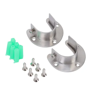 2Pcs 19~32mm Wardrobe Bracket Heavy Duty Stainless Steel Rod Socket Flange Rod Holder Shower Curtain Clothes Rail Rod End Support