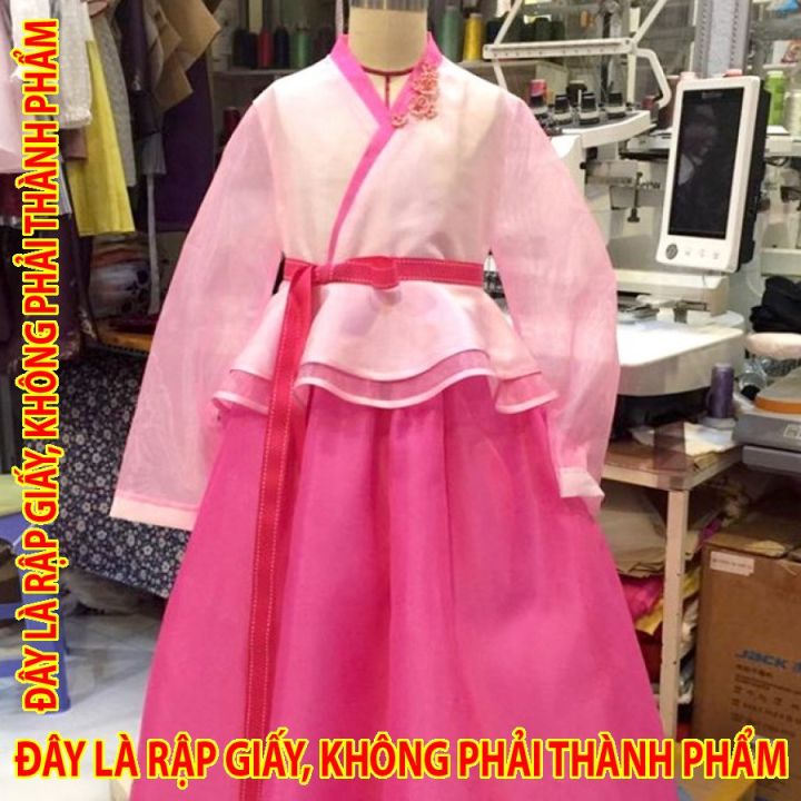 Rập Giấy TC012 - Hanbok Cách tân style Công chúa - Trẻ em - Tích hợp 3 kiểu