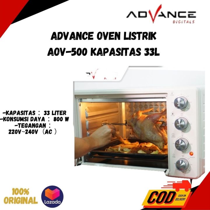 ADVANCE OVEN LISTRIK AOV-500 KAPASITAS 33L OVEN RENDAH LISTRIK OPEN