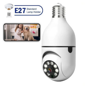 V380 Bulb Dual Lens CCTV Camera 5G 8MP Smart surveillance camera Dual Screens wide angle Auto Tracking night vision two-way audio night vision APP remote Control Baby Monitor Video Playback WIFI connect to phone 1 YEAR WARRANTY