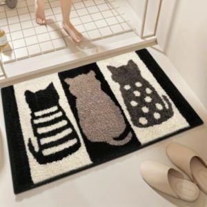 Keranixy Floor Mat Plush Cartoon Soft Absorbent Non-Slip Bathroom Mat Carpet Home Decoration