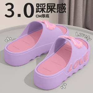 [Free Shipping] New Summer Outdoor Thick-Soled High-Heeled Slippers For Women Fashionable And Versatile For Home Use Non-Slip Bathroom Slippers With A Bow Design