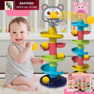 Đồ chơi trẻ em Tháp bóng lăn cầu trượt thả bóng xoay vòng nhiều 7 tầng 7 bóng EASYKIDS