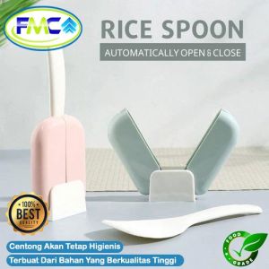 Centong Nasi Buka Tutup Otomatis Anti Lengket Plastik Tempat Centong Nasi Otomatis Sendok Nasi Sendok Nasi Ajaib Holder Rice Spoon Otomatis