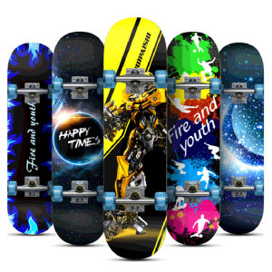 สเก็ตบอร์ดสี่ล้อ สเก็ตบอร์ดเด็ก พิมพ์ลายสองด้าน skateboards สําหรับผู้เริ่มเล่น หัดเล่น เหมาะสําหรับเด็ก ของเล่นกิจกรรมกลาง มินิของเล่น