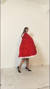 หนูน้อยหมวกแดงเสื้อคลุมเสื้อผ้าฮาโลวีนผ้าสักหลาดผู้ใหญ่ cospaly ซานตาคลอสเสื้อคลุมโรงงานขายส่ง #988