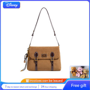 Disney official authentic Mickey series brown versatile fashionable retro style shoulder bag retro versatile crossbody bag unique personal trendy light luxury temperament shopping bag suitable for business shopping travel and gifts.
