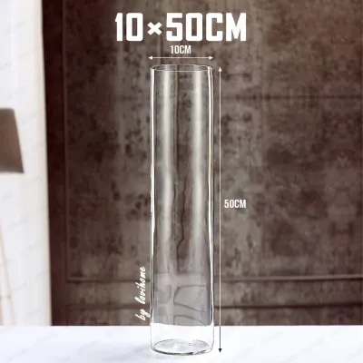 SG Glass Flower Vase Clear Transparent Minimalist Tall Cylinder Vases Flowers Arrangement Plant Decoration Display