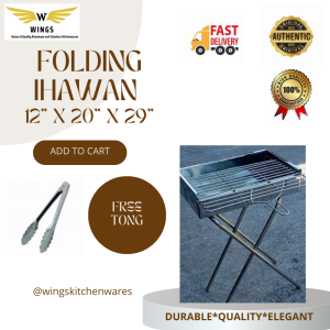 WINGS Foldable Stainless Steel Charcoal Griller – Portable BBQ Grill Matibay at Rust-Resistant Madaling I-Fold at Dalhin Perfect for Camping Picnic Beach & Backyard