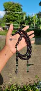 Tasbih Kayu Teras Gemunggal Hitam 100 Butir ukuran 14mm- Motif Muslim