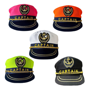 Classical Sailors Hat For Women Adjustable Embroidered Captain Hat Cotton Halloween Role Play Costume