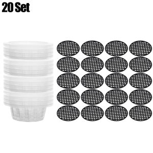 YESPERY 50Pcs Hydroponic Seedling Cups Soilless Cultivation Planting Baskets Reusable Transparent Grow Container For Leafy Vegetables Plant