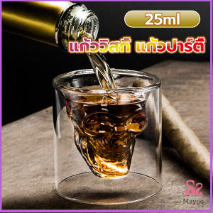 แก้วดับเบิ้ลวอลล์ ทรงหัวกระโหลก  แก้วช็อต  ดีไซน์สวย 25ml Skeleton Cup
