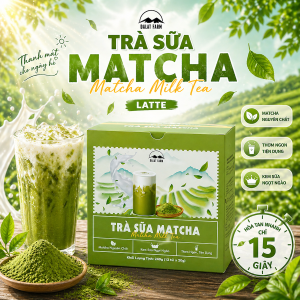 Trà Sữa Matcha Latte DalatFarm - Hộp 240g (12 túi x 20g)