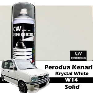 Perodua Kenari W14 KRISTAL WHITE Touch Up Paint Aikka CW DIY Cat Aerosol Spray Bottle 370ml Putik Lama 补漆 白色