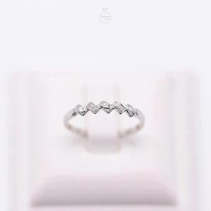 Happy Jewelry แหวนเพชรของแท้ ซิกแซ็ก ทองขาว ทองแท้ 9k 37.5%  SI307