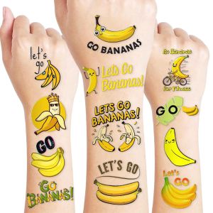 60 PCS Banana Pre-cut Temporary Tattoos – 5 Sheets Yellow Stickers Fruit Theme Birthday Party Favors Cute Gifts for Kids Boys Girls Classroom School Prizes Carnival and Holiday