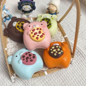 IPIE2 Silicone Bear Slow Rebound Toy TPR Simulation Squeeze Bear Cookie Toy Safe Soft Nurse Cookie Pinch Toy Unique Gift
