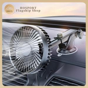 【HRFS】 พัดลมระบายอากาศในรถยนต์ 12V/24V พร้อมสาย USB และฐานดูดซึมแรง สำหรับทำความเย็นในรถและช่องลม