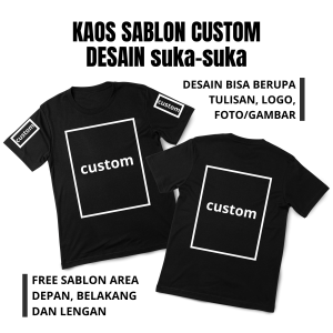Sablon Baju Kaos Custom Desain Bebas Pakai Foto Logo Nama Tulisan Sablon DTF Satuan Grosiran