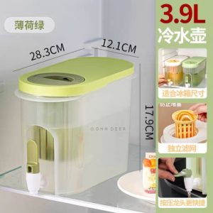 OHHDEER 3.9L Cold Water Bottle With Faucet Lemon Bottle Drinkware Kitchen Iced Drink Fruit Tea Drink Cool Water jug