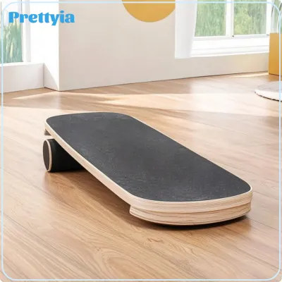 Prettyia Wooden Balance Board with Roller Anti-Slip Balance Board with Rollers Versatile Portable for Athletes Yogis Core Training