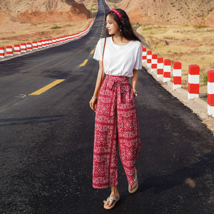 Raya Wide Leg Trousers Red, Shorts