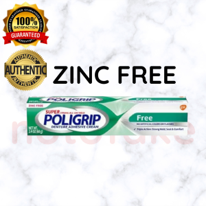 POLIGRIP ZINC FREE DENTURE AND PARTIAL ADHESIVE CREAM 68g imported from USA