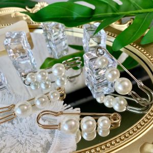 [SG] 4pcs Pearl Tuspin 6.3cm Long Pin Hijab Pin Shawl Pin Tudung Skirt Waist Artifact Clip Adjustment Pin