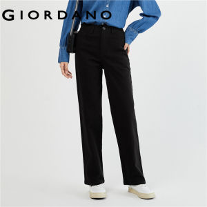 GIORDANO ผู้หญิง  กางเกงคลาสสิก 5 กระเป๋า กางเกงขายาวทรงหนา ยืดหยุ่น สีพื้นเรียบ แฟชั่นลำลอง กางเกงขายาวทรงปกติ 05413669