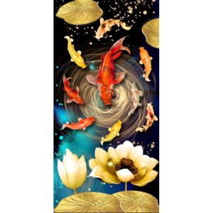 Tranh tráng gương cửu ngư quần hội tranh treo phòng khách