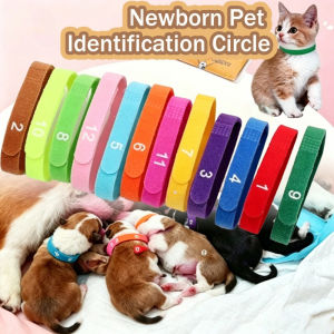 12PCS Newborn Pet Identification Circle Soft Adjustable Reusable Puppy Kitten Marker Band
