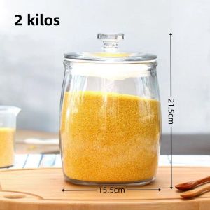 Big glass jars with lid storage rice dispenser 10 kilos/8kg kitchen canisters jars kimchi container candy jar pickle jar glass