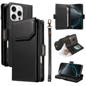 Luxury Leather Flip Case For iPhone 16 15 14 13 12 11 Pro Plus Max Multi-Funct Wallet Card Phone Cover
