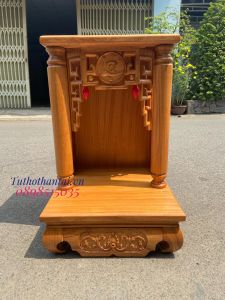 Bàn thờ thần tài ông địa gỗ Gõ Đỏ cột Tròn trơn ( Hàng loại 1 )