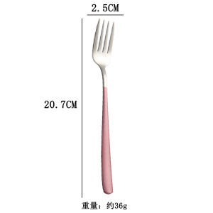 304 stainless steel Korean tableware high aesthetic fork Korean fork colored Korean fork colored fork high aesthetic stainless steel tableware high-value tableware colored household long handled fork household long handled fork