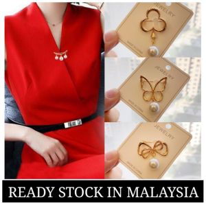 Korea Elegant Mudah 3 Mutiara Kerongsang Selendang Cincin Selendang Buckle Muslimah Hijab Pin Kerongsang Cincin Tudung Cincin