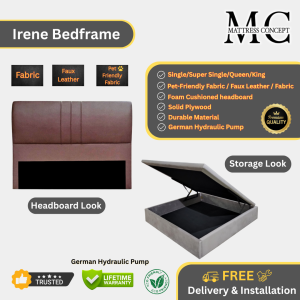 Mattress Concept Irene Storage Bedframe Pet Friendly Fabric/FauxLeather/Fabric All Size Available