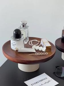 [FVFR]Dreamer house R Japanese Acacia Wooden Cake Tray Household Living Room Dessert Tray Dessert Table Display Stand Clay High-Foot Fruit Plate