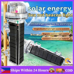 2026 Upgraded Sea Light Solar Powered Anchor Fisherman Warning Light Waterproof LED Signal Buoy Light Net Marker Flashing Lamp Boat Navigation Aid Traffic light waterproof solar-powered LED ring for marine signaling and visibility at sea