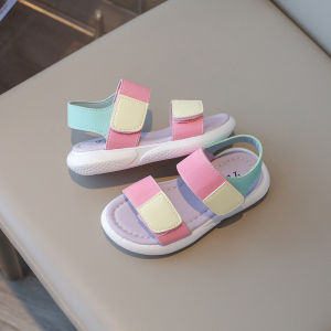 Girls Sandals 2024 Summer New Soft Sole Sweet Beach Shoes for Kids Girl Comfortable Open Toe Princess Pink Flat Sandals H02294